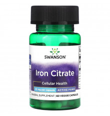 Swanson, Iron Citrate, Active Form, 25 mg, 60 Veggie Capsules