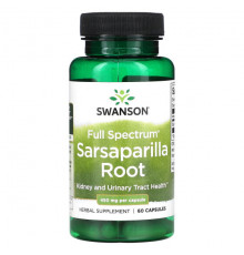 Растительные экстракты и настойки Swanson, Корень сарсапариллы полного спектра, 450 мг, 60 капсул