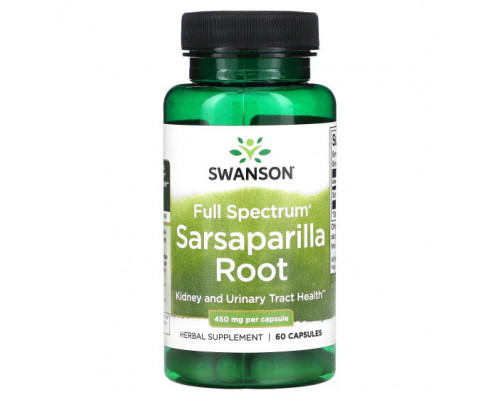 Растительные экстракты и настойки Swanson, Корень сарсапариллы полного спектра, 450 мг, 60 капсул Растительные экстракты и настойки Swanson, Корень сарсапариллы полного спектра, 450 мг, 60 капсул