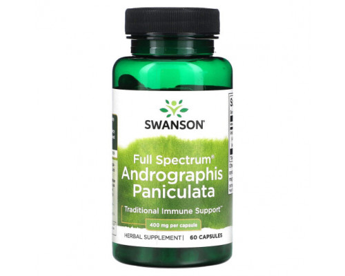 Аюрведа Swanson, Andrographis paniculata полного спектра, 400 мг, 60 капсул Аюрведа Swanson, Andrographis paniculata полного спектра, 400 мг, 60 капсул