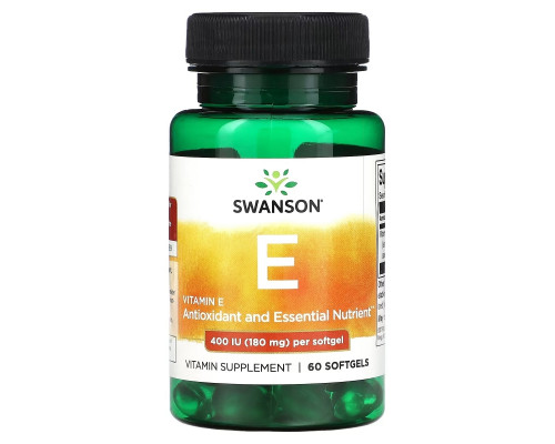 Swanson, Vitamin E, 180 mg (400 IU), 60 Softgels Swanson, Vitamin E, 180 mg (400 IU), 60 Softgels