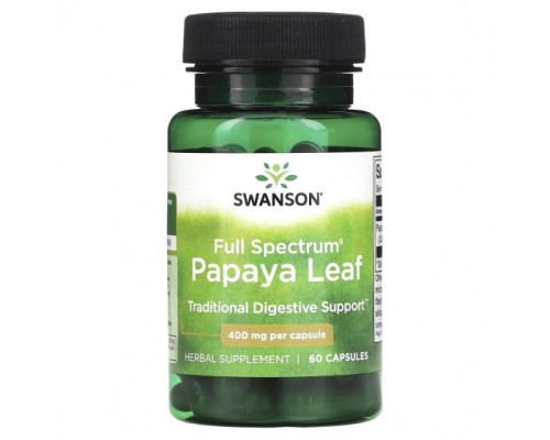 Пищеварительные ферменты Full Spectrum Papaya Leaf, 400 mg, 60 Capsules Пищеварительные ферменты Full Spectrum Papaya Leaf, 400 mg, 60 Capsules