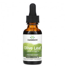 Зелень и зеленые овощи Swanson, Olive Leaf, жидкий экстракт, 29,6 мл (1 жидк. Унция)