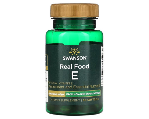 Swanson, Real Food E, 400 IU, 60 Softgels Swanson, Real Food E, 400 IU, 60 Softgels