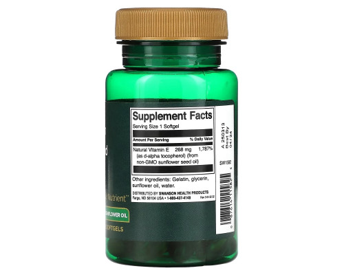 Swanson, Real Food E, 400 IU, 60 Softgels Swanson, Real Food E, 400 IU, 60 Softgels