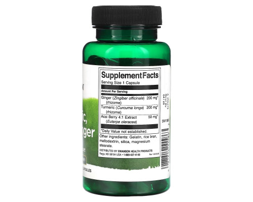 Swanson, Turmeric, Acai & Ginger, 60 Capsules Swanson, Turmeric, Acai & Ginger, 60 Capsules