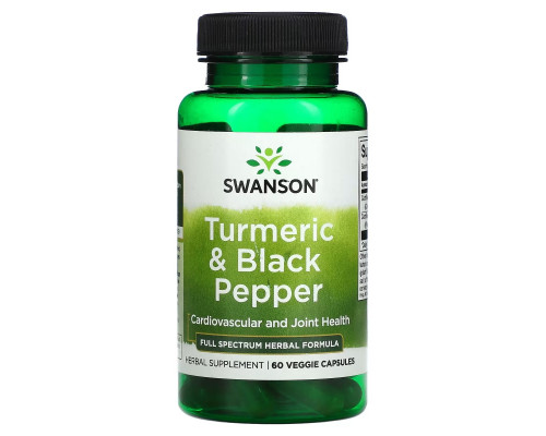 Swanson, Turmeric & Black Pepper, 60 Veggie Capsules Swanson, Turmeric & Black Pepper, 60 Veggie Capsules