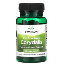 Растительные экстракты и настойки Swanson, Corydalis полного спектра, 400 мг, 60 растительных капсул