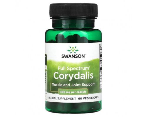 Растительные экстракты и настойки Swanson, Corydalis полного спектра, 400 мг, 60 растительных капсул Растительные экстракты и настойки Swanson, Corydalis полного спектра, 400 мг, 60 растительных капсул