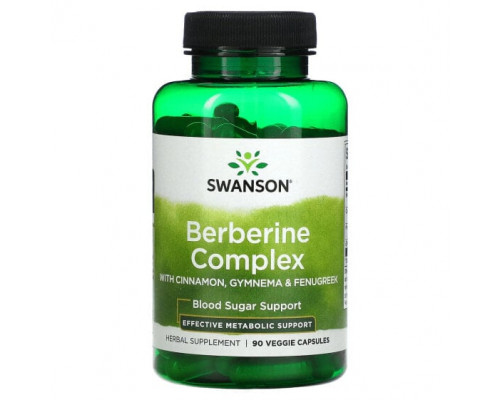 Для сердца и сосудов Swanson, Berberine Complex, 90 растительных капсул Для сердца и сосудов Swanson, Berberine Complex, 90 растительных капсул