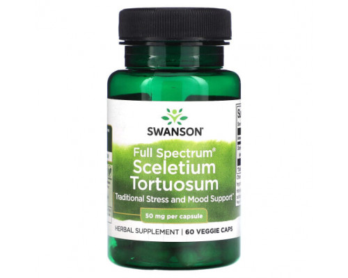 Растительные экстракты и настойки Swanson, Sceletium Tortuosum полного спектра, 50 мг, 60 растительных капсул Растительные экстракты и настойки Swanson, Sceletium Tortuosum полного спектра, 50 мг, 60 растительных капсул
