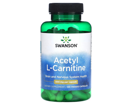 Swanson, Acetyl L-Carnitine, 500 mg, 100 Veggie Capsules Swanson, Acetyl L-Carnitine, 500 mg, 100 Veggie Capsules