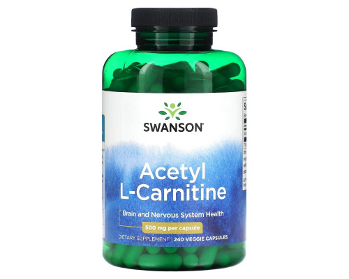 Swanson, Acetyl L-Carnitine, 500 mg, 240 Veggie Capsules Swanson, Acetyl L-Carnitine, 500 mg, 240 Veggie Capsules