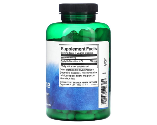 Swanson, Acetyl L-Carnitine, 500 mg, 240 Veggie Capsules Swanson, Acetyl L-Carnitine, 500 mg, 240 Veggie Capsules