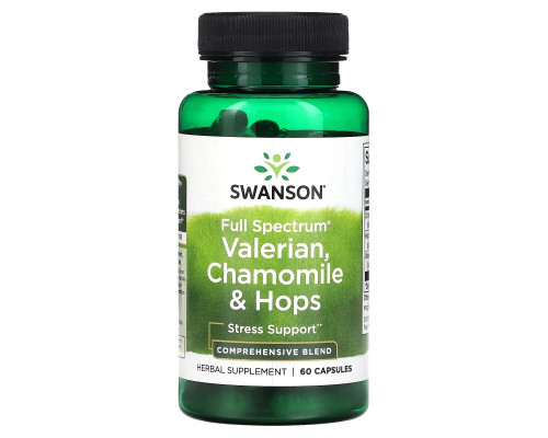 Swanson, Full Spectrum Valerian, Chamomile & Hops, 60 Capsules