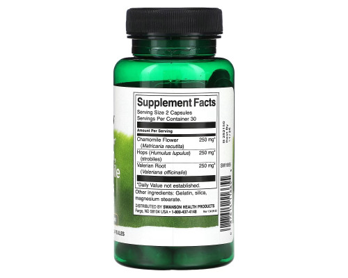 Swanson, Full Spectrum Valerian, Chamomile & Hops, 60 Capsules