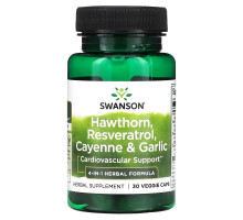 Swanson, Hawthorn, Resveratrol, Cayenne & Garlic, 30 Veggie Caps
