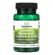 Swanson, Hawthorn, Resveratrol, Cayenne & Garlic, 30 Veggie Caps
