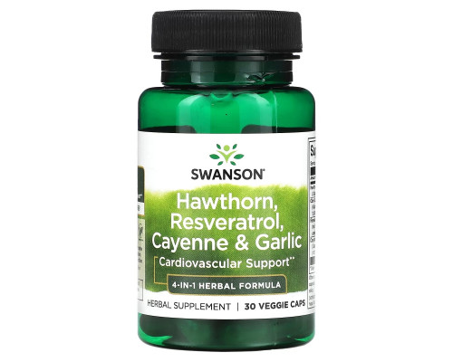 Swanson, Hawthorn, Resveratrol, Cayenne & Garlic, 30 Veggie Caps Swanson, Hawthorn, Resveratrol, Cayenne & Garlic, 30 Veggie Caps