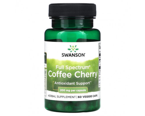 Антиоксиданты Swanson, Full Spectrum Coffee Cherry, 200 мг, 60 вегетарианских капсул Антиоксиданты Swanson, Full Spectrum Coffee Cherry, 200 мг, 60 вегетарианских капсул