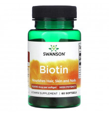 Swanson, Biotin, 10,000 mcg, 60 Softgels
