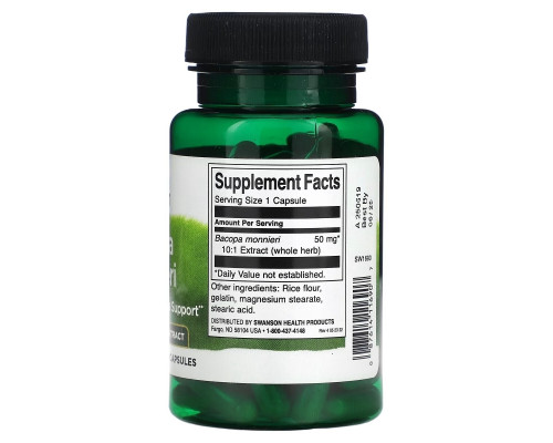Swanson, Bacopa Monnieri, 50 mg Per Capsule, 90 Capsules Swanson, Bacopa Monnieri, 50 mg Per Capsule, 90 Capsules