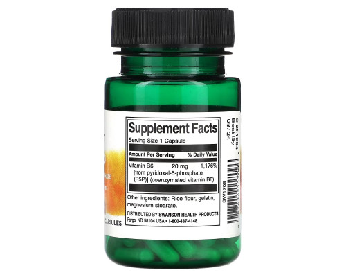 Swanson, P-5-P Pyridoxal-5-Phosphate, 20 mg, 60 Capsules Swanson, P-5-P Pyridoxal-5-Phosphate, 20 mg, 60 Capsules