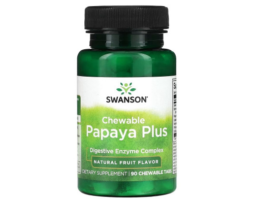 Swanson, Chewable Papaya Plus, Natural Fruit , 90 Chewable Tabs Swanson, Chewable Papaya Plus, Natural Fruit , 90 Chewable Tabs
