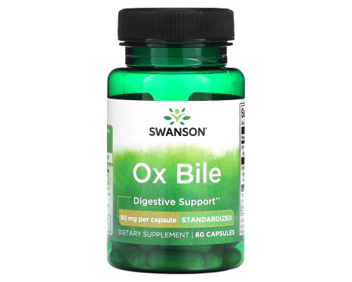 Swanson, Ox Bile, 90 mg, 60 Capsules Swanson, Ox Bile, 90 mg, 60 Capsules