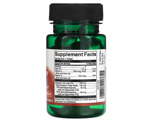 Swanson, Cod Liver Oil, Double Strength, 700 mg, 30 Softgels Swanson, Cod Liver Oil, Double Strength, 700 mg, 30 Softgels