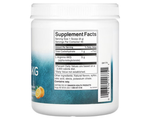 Swanson, Maximum Strength L-Arginine AKG Powder, Natural Citrus, 5 g, 12.9 oz (368 g) Swanson, Maximum Strength L-Arginine AKG Powder, Natural Citrus, 5 g, 12.9 oz (368 g)