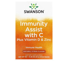 Swanson, Immunity Assist with C plus Vitamin D & Zinc, Natural Citrus, 30 Stick Packs, 0.28 oz (8 g) each