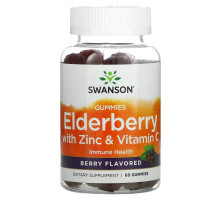 Swanson, Elderberry With Zinc & Vitamin C, Berry, 60 Gummies