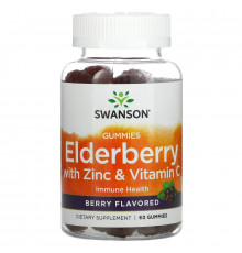 Swanson, Elderberry With Zinc & Vitamin C, Berry, 60 Gummies