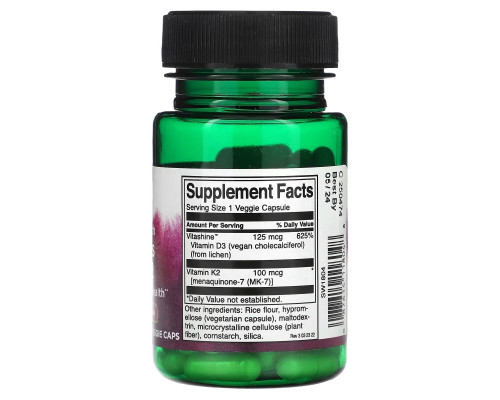 Swanson, Vitamins D3 & K2, 60 Veggie Caps Swanson, Vitamins D3 & K2, 60 Veggie Caps