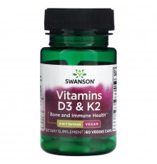 Swanson, Vitamins D3 & K2, 60 Veggie Caps