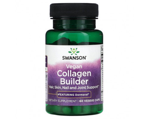 Для мышц и суставов Swanson, Vegan Collagen Builder, 60 растительных капсул Для мышц и суставов Swanson, Vegan Collagen Builder, 60 растительных капсул