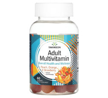 Swanson, Adult Multivitamin, Peach, Orange & Strawberry, 60 Gummies
