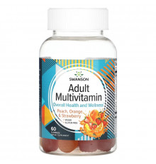 Swanson, Adult Multivitamin, Peach, Orange & Strawberry, 60 Gummies