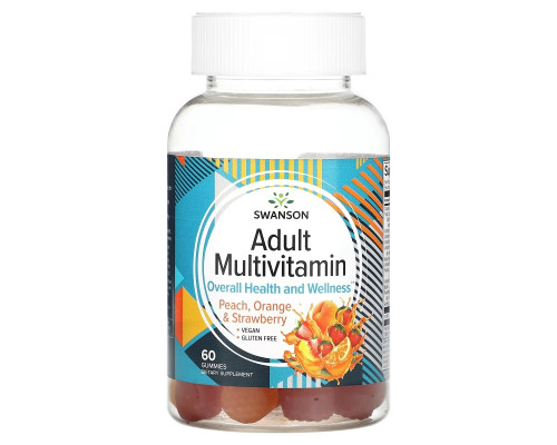 Swanson, Adult Multivitamin, Peach, Orange & Strawberry, 60 Gummies Swanson, Adult Multivitamin, Peach, Orange & Strawberry, 60 Gummies