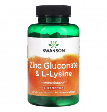 Swanson, Zinc Gluconate & L-Lysine, 90 Veggie Capsules
