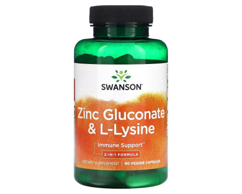Swanson, Zinc Gluconate & L-Lysine, 90 Veggie Capsules Swanson, Zinc Gluconate & L-Lysine, 90 Veggie Capsules