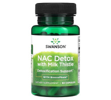 Swanson, NAC Detox с расторопшей и BroccoPhane, 60 капсул