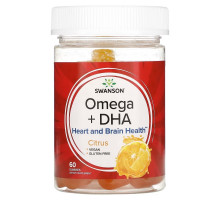 Swanson, Omega + DHA, Citrus, 60 Gummies