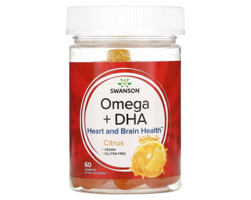 Swanson, Omega + DHA, Citrus, 60 Gummies Swanson, Omega + DHA, Citrus, 60 Gummies