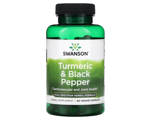 Swanson, Turmeric & Black Pepper, 90 Veggie Capsule Swanson, Turmeric & Black Pepper, 90 Veggie Capsule