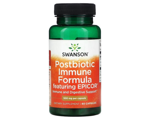Swanson, Postbiotic Immune Formula Featuring Epicor, 500 mg, 60 Capsules Swanson, Postbiotic Immune Formula Featuring Epicor, 500 mg, 60 Capsules
