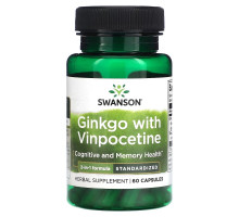 Swanson, Ginkgo with Vinpocetine, Standardized, 60 Capsules