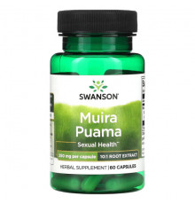 Растительные экстракты и настойки Swanson, Муира пуама, 250 мг, 60 капсул