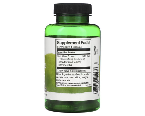 Swanson, Red Wine Extract, 500 mg, 90 Capsules Swanson, Red Wine Extract, 500 mg, 90 Capsules